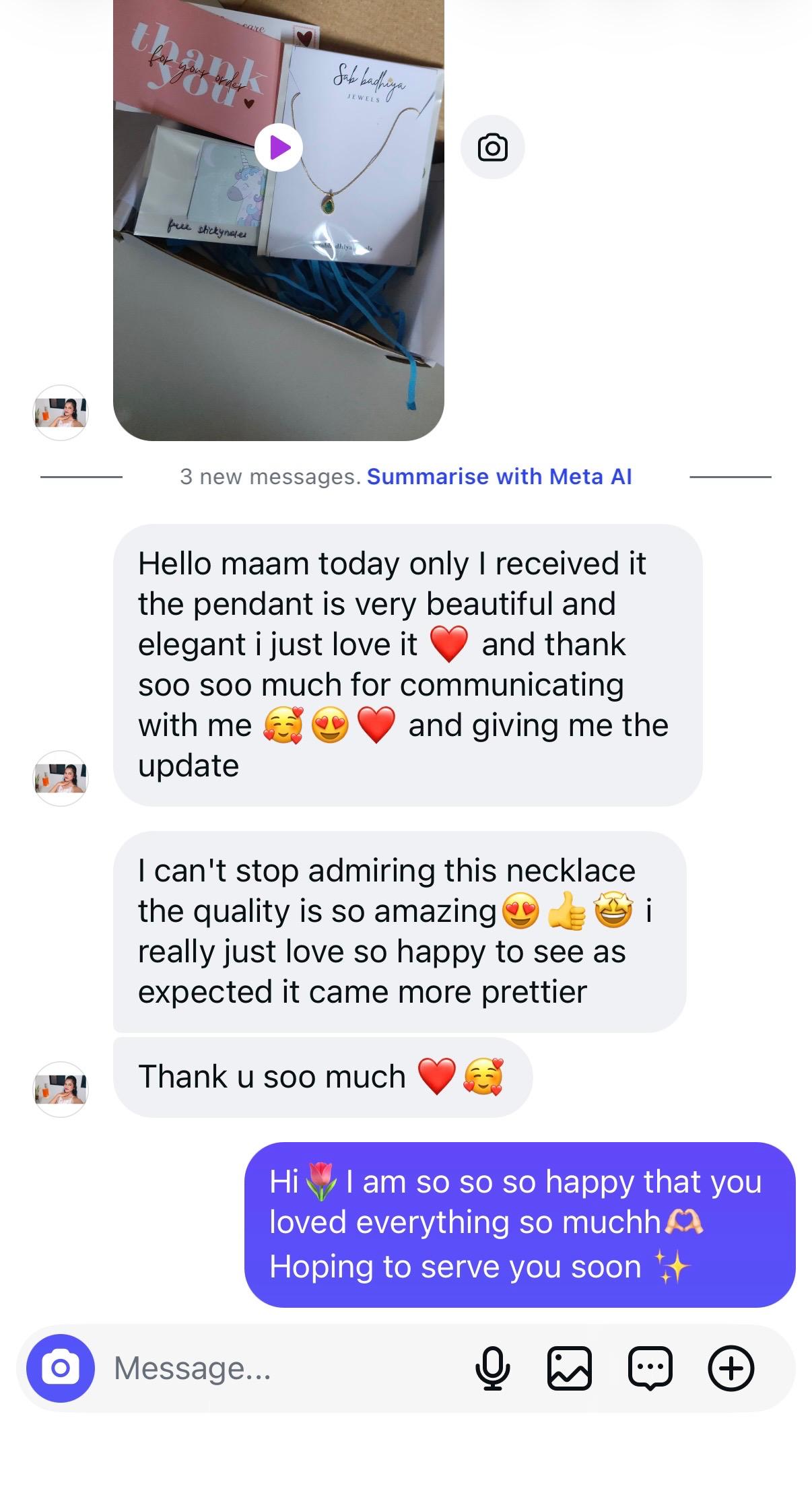 Instagram customer review screenshot for Sab Badhiya Jewels (3)