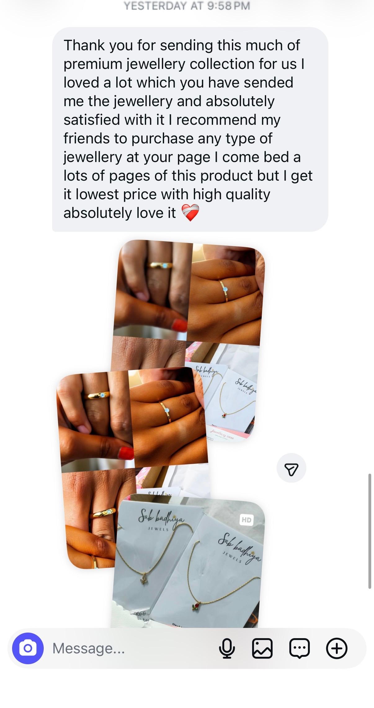 Instagram customer review screenshot for Sab Badhiya Jewels (18)