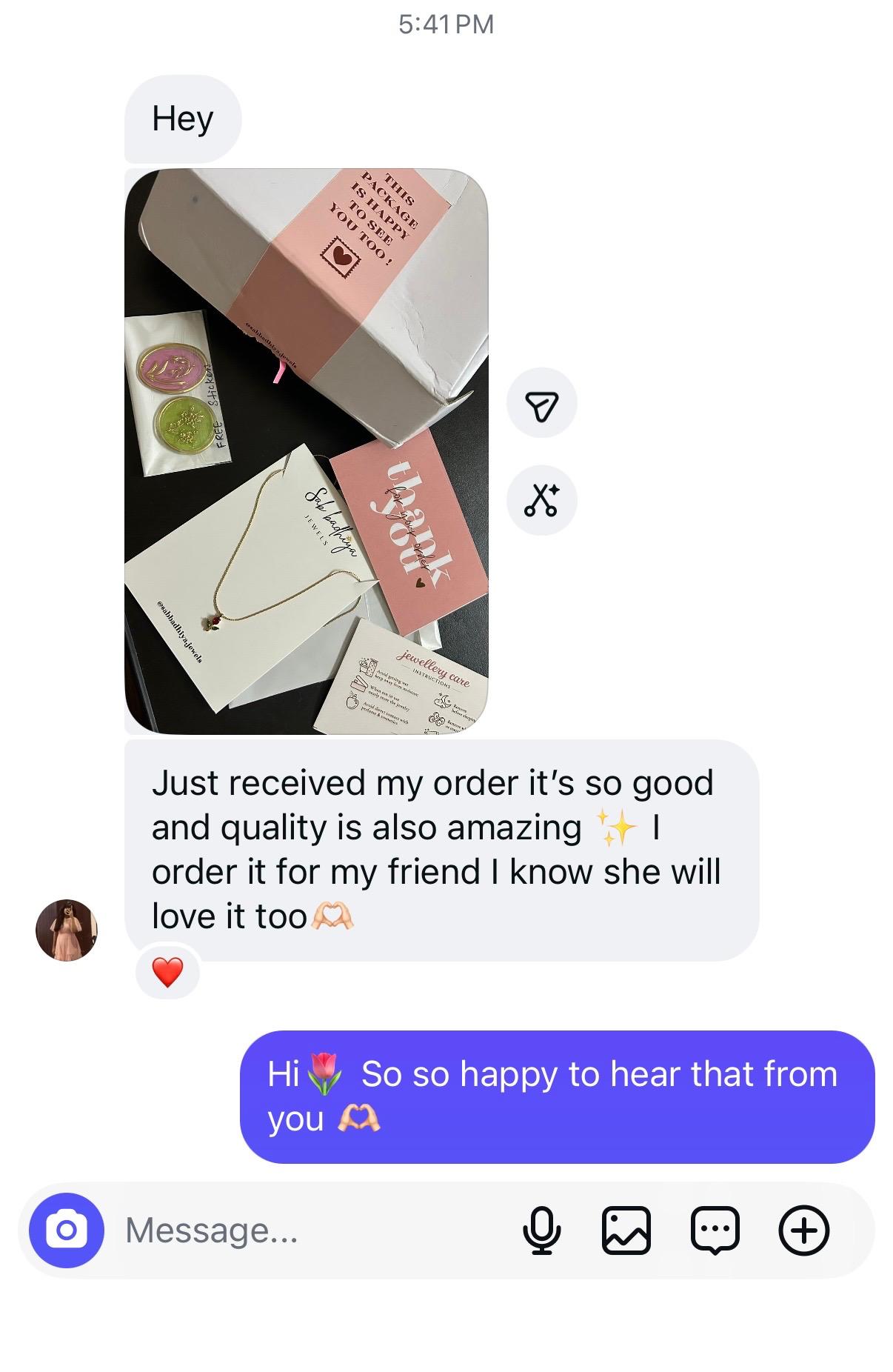 Instagram customer review screenshot for Sab Badhiya Jewels (17)
