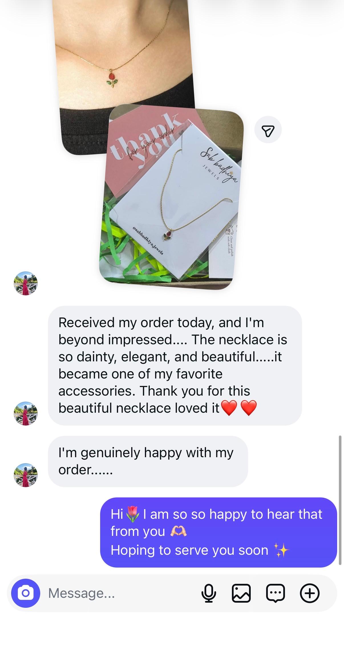 Instagram customer review screenshot for Sab Badhiya Jewels (10)